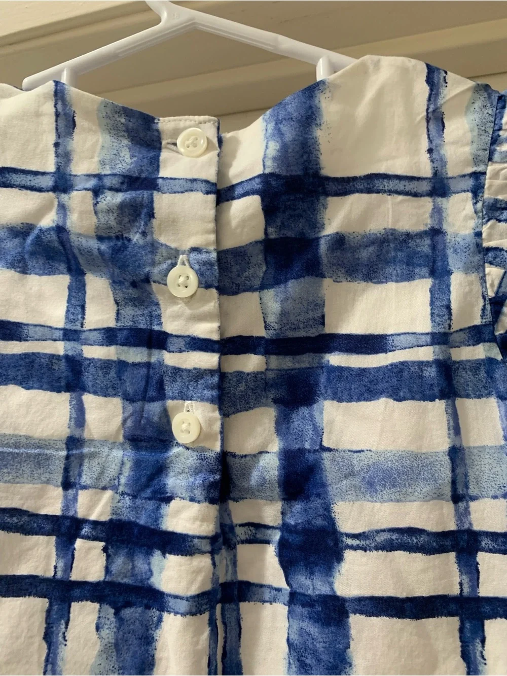 GAP Girls Blue Plaid Flutter Sleeve Dress - Size 5 Years - 100% Cotton